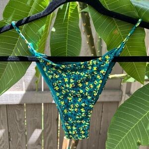 Green and yellow floral cheeky bikini bottoms
